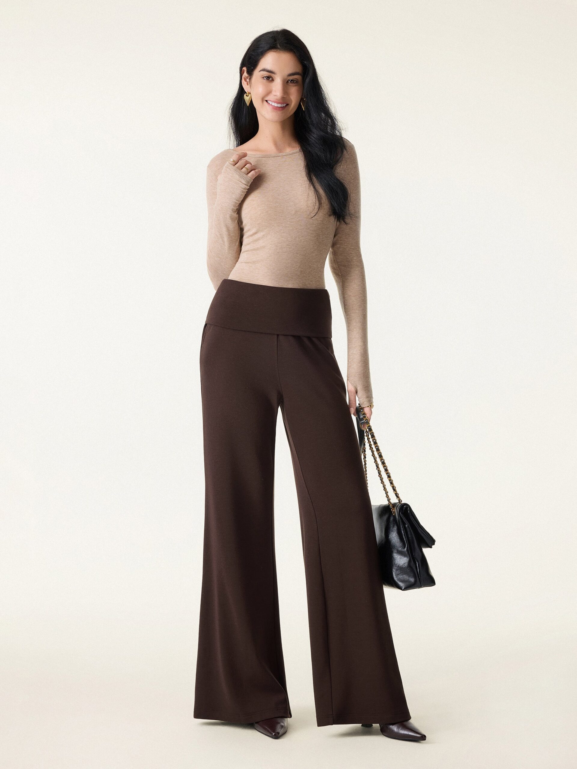 Bauchwärmer, ausgestellte Hose mit umklappbarem Bund und Taschen