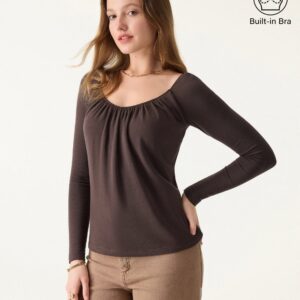 ProWarm Langarm-BH mit Raffung und Rundhalsausschnitt