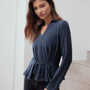 Langarmshirt mit Polokragen und Kordelzug