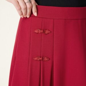 Alternative view of Plissierter Midi-A-Linien-Rock mit Froschknopf-Dekor