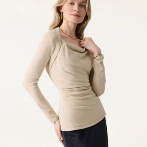LiteWarm Top mit Wasserfallausschnitt und geraffter Taille