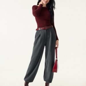 Gemütliche, warme, hochgeschnittene Utility-Hose mit schmal zulaufendem Bein und Taschen