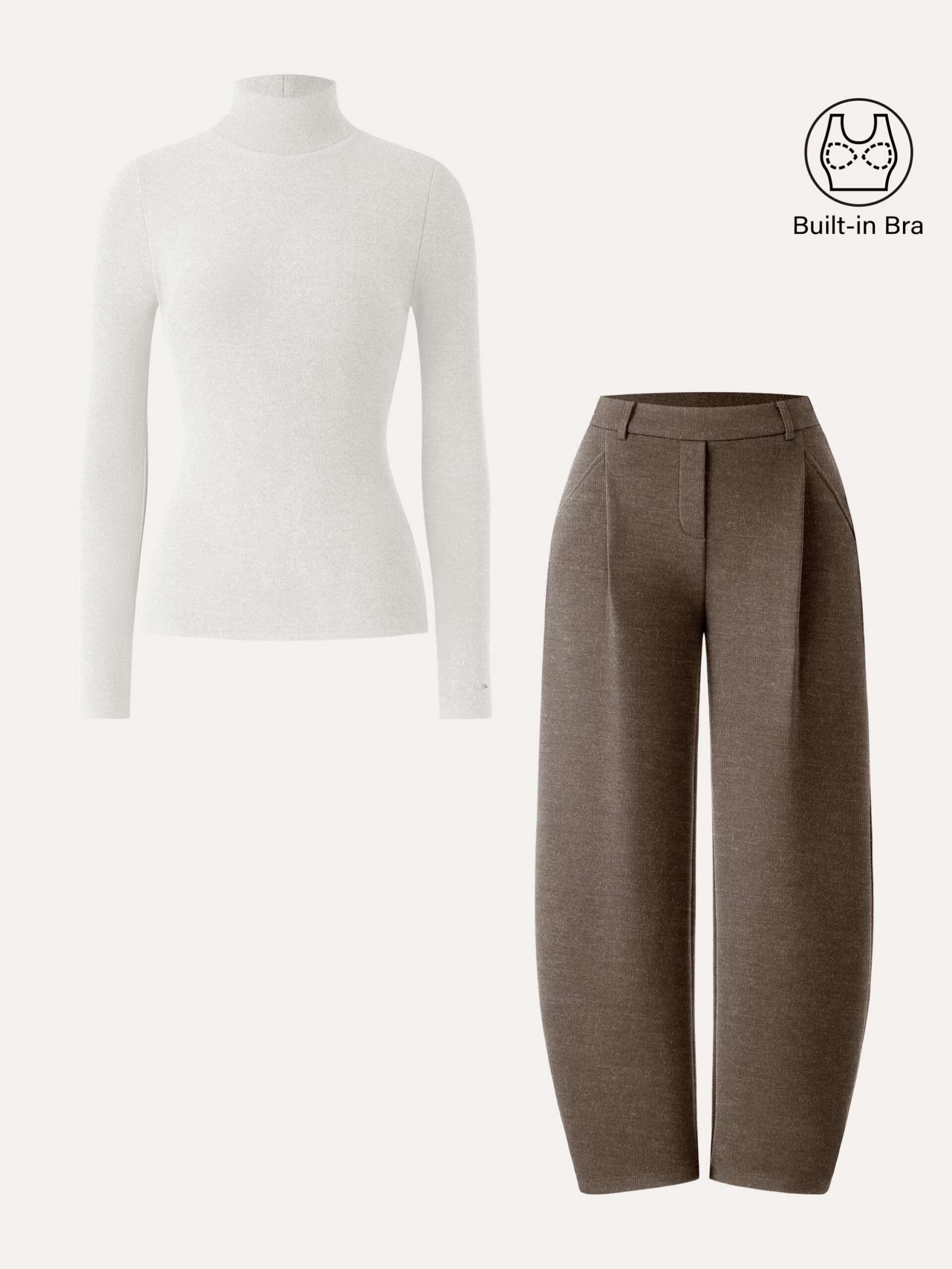 2-teiliges Set: MaxWarm Rollkragenpullover & Petite Mid Rise Barrel Leg Schlupfhose
